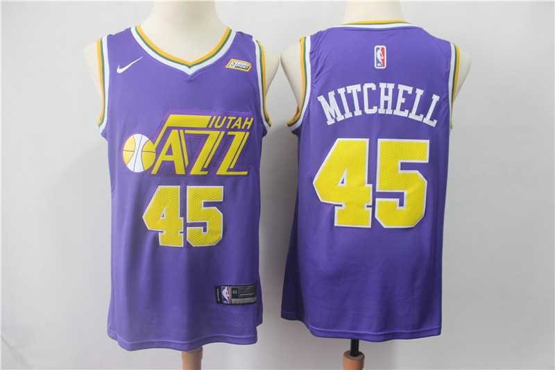 Jazz 45 Donovan Mitchell Purple Nike Swingman Jersey,We sell and wholesale Jazz 45 Donovan Mitchell Purple Nike Swingman Jersey on line form chian!